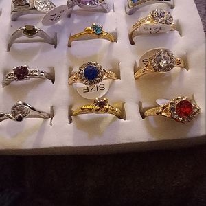 Rings different types of rings and a few earrings